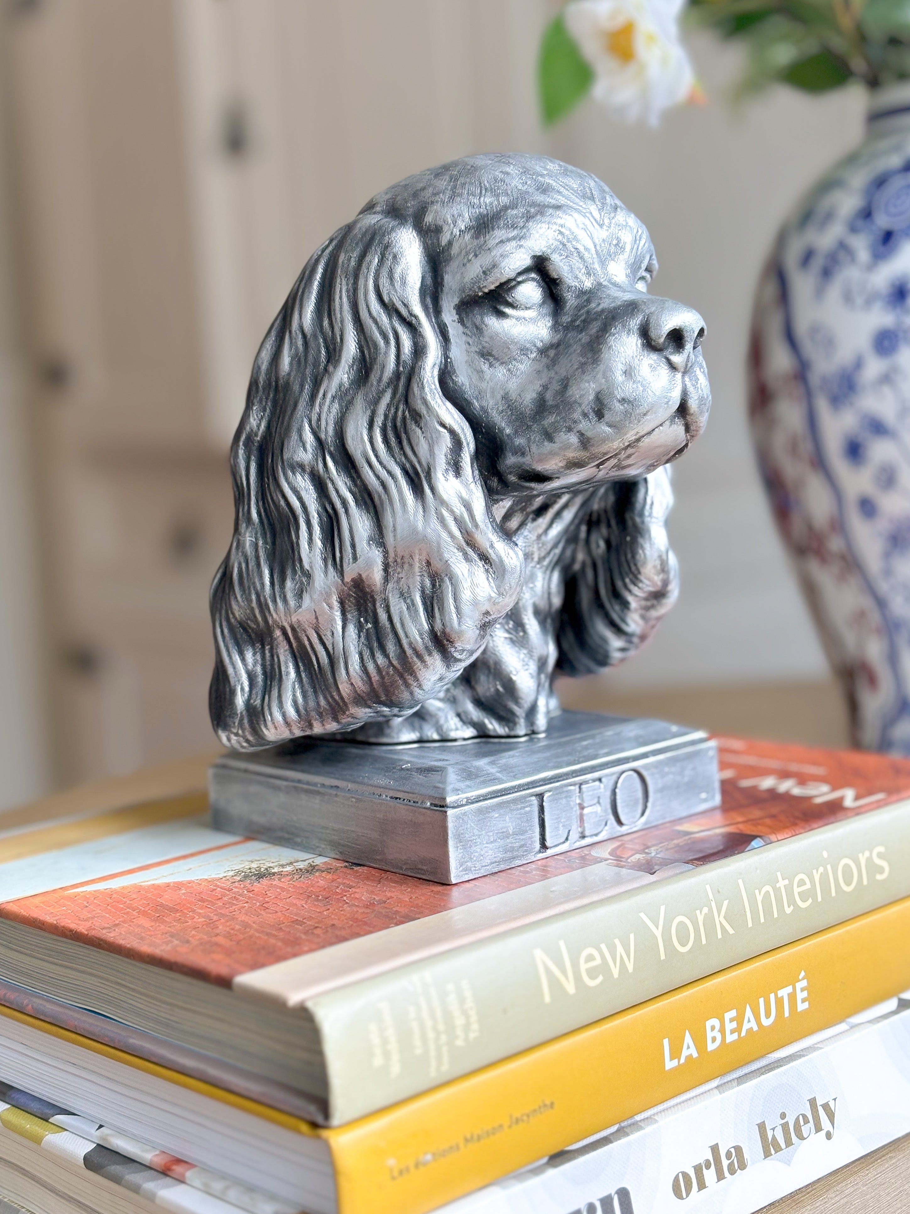 Personalized Cavalier King Charles Spaniel Dog Memorial Statue